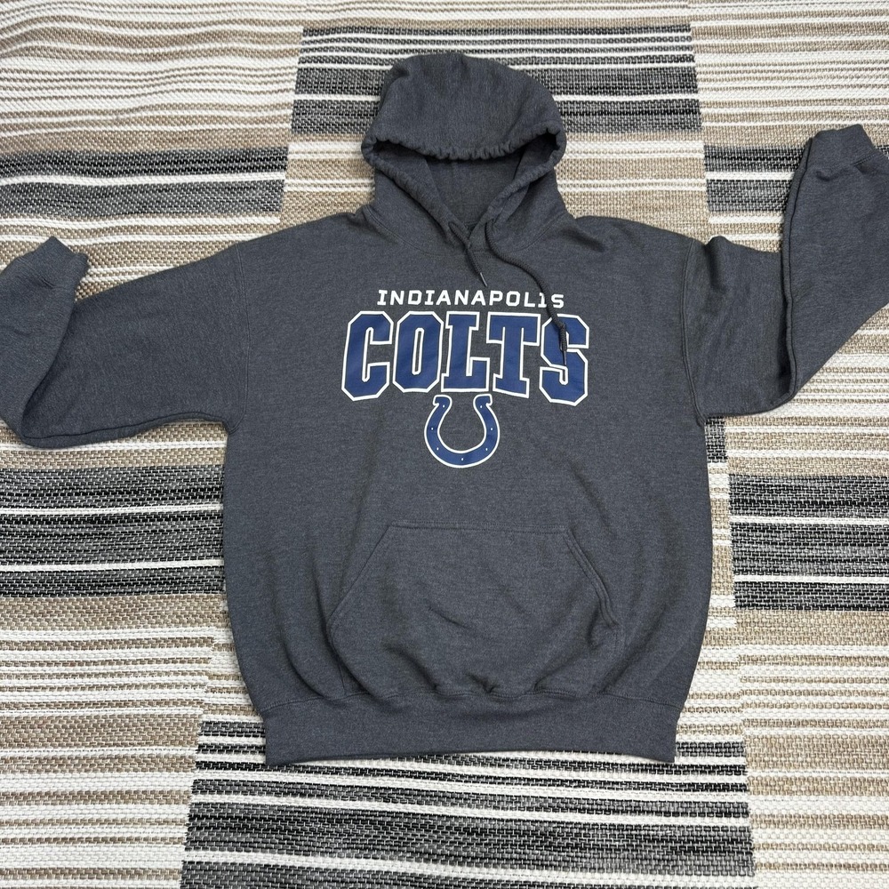 Indianapolis Colts Hoodie Sweatshirt Mens Medium Gray NFL Football Pullover‎